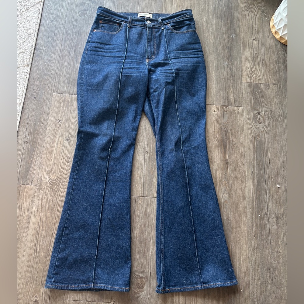 Abercrombie & Fitch Dark Blue High-Waist Flare Jeans
